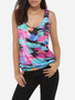 Casual Scoop Neck Dacron Assorted Colors Printed Sleeveless-t-shirt