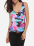 Casual Scoop Neck Dacron Assorted Colors Printed Sleeveless-t-shirt