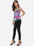 Casual Scoop Neck Dacron Assorted Colors Printed Sleeveless-t-shirt