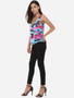 Casual Scoop Neck Dacron Assorted Colors Printed Sleeveless-t-shirt