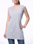 Casual Solid Round Neck Side-Vented Sleeveless T-Shirt