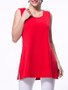 Casual Solid Round Neck Side-Vented Sleeveless T-Shirt