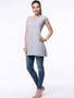 Casual Solid Round Neck Side-Vented Sleeveless T-Shirt