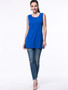 Casual Solid Round Neck Side-Vented Sleeveless T-Shirt