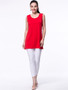 Casual Solid Round Neck Side-Vented Sleeveless T-Shirt