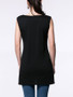 Casual Solid Round Neck Side-Vented Sleeveless T-Shirt