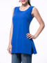 Casual Solid Round Neck Side-Vented Sleeveless T-Shirt