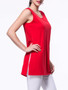 Casual Solid Round Neck Side-Vented Sleeveless T-Shirt