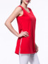 Casual Solid Round Neck Side-Vented Sleeveless T-Shirt