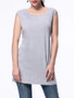 Casual Solid Round Neck Side-Vented Sleeveless T-Shirt