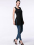 Casual Solid Round Neck Side-Vented Sleeveless T-Shirt