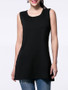 Casual Solid Round Neck Side-Vented Sleeveless T-Shirt