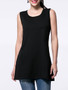 Casual Solid Round Neck Side-Vented Sleeveless T-Shirt