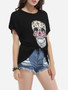Casual Round Neck Cotton Assorted Colors Printed Short-sleeve-t-shirt