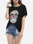 Casual Round Neck Cotton Assorted Colors Printed Short-sleeve-t-shirt