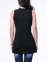 Casual Side-Vented Solid Band Collar Sleeveless T-Shirt