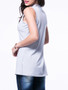 Casual Side-Vented Solid Band Collar Sleeveless T-Shirt