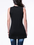 Casual Side-Vented Solid Band Collar Sleeveless T-Shirt