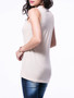 Casual Side-Vented Solid Band Collar Sleeveless T-Shirt