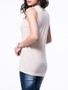 Casual Side-Vented Solid Band Collar Sleeveless T-Shirt