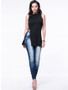 Casual Side-Vented Solid Band Collar Sleeveless T-Shirt