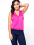 Casual Surplice High-Low Solid Sleeveless T-Shirt With Flap Pocket