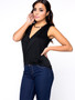 Casual Surplice High-Low Solid Sleeveless T-Shirt With Flap Pocket