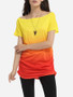 Casual Round Neck Dacron Assorted Colors Gradient Short-sleeve-t-shirt