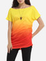 Casual Round Neck Dacron Assorted Colors Gradient Short-sleeve-t-shirt