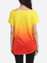 Casual Round Neck Dacron Assorted Colors Gradient Short-sleeve-t-shirt
