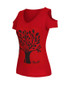 Casual Tree Printed Open Shoulder Short Sleeve T-Shirt