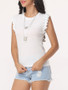 Casual Plain Round Neck Sleeveless T-shirt