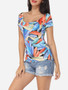 Casual Scoop Neck Cotton Printed Short-sleeve-t-shirt
