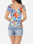 Casual Scoop Neck Cotton Printed Short-sleeve-t-shirt