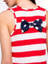 Casual Striped Sleeveless T-Shirt With Polka Dot Bowknot And Pocket