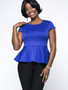 Casual Peplum Round Neck Plain Short Sleeve T-Shirt