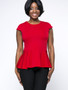 Casual Peplum Round Neck Plain Short Sleeve T-Shirt