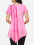 Casual Tie-dye Printed Asymmetrical Hems Delightful Round Neck Short-sleeve-t-shirt