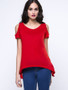 Casual Open Shoulder Solid Short Sleeve T-Shirt With Asymmetric Hem