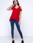 Casual Open Shoulder Solid Short Sleeve T-Shirt With Asymmetric Hem