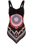 Casual Asymmetric Hem Tribal Printed Sleeveless T-Shirt