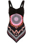 Casual Asymmetric Hem Tribal Printed Sleeveless T-Shirt