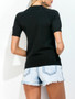 Casual Decorative Patch Band Collar Short Sleeve T-Shirt