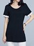 Casual Round Neck Decorative Lace Short Sleeve T-Shirt