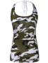 Casual Camouflage Halter Backless Sleeveless T-Shirt