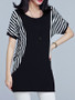 Casual Loose Round Neck Vertical Striped Blouse