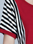 Casual Loose Round Neck Vertical Striped Blouse