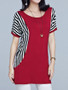 Casual Loose Round Neck Vertical Striped Blouse