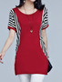 Casual Loose Round Neck Vertical Striped Blouse