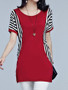 Casual Loose Round Neck Vertical Striped Blouse